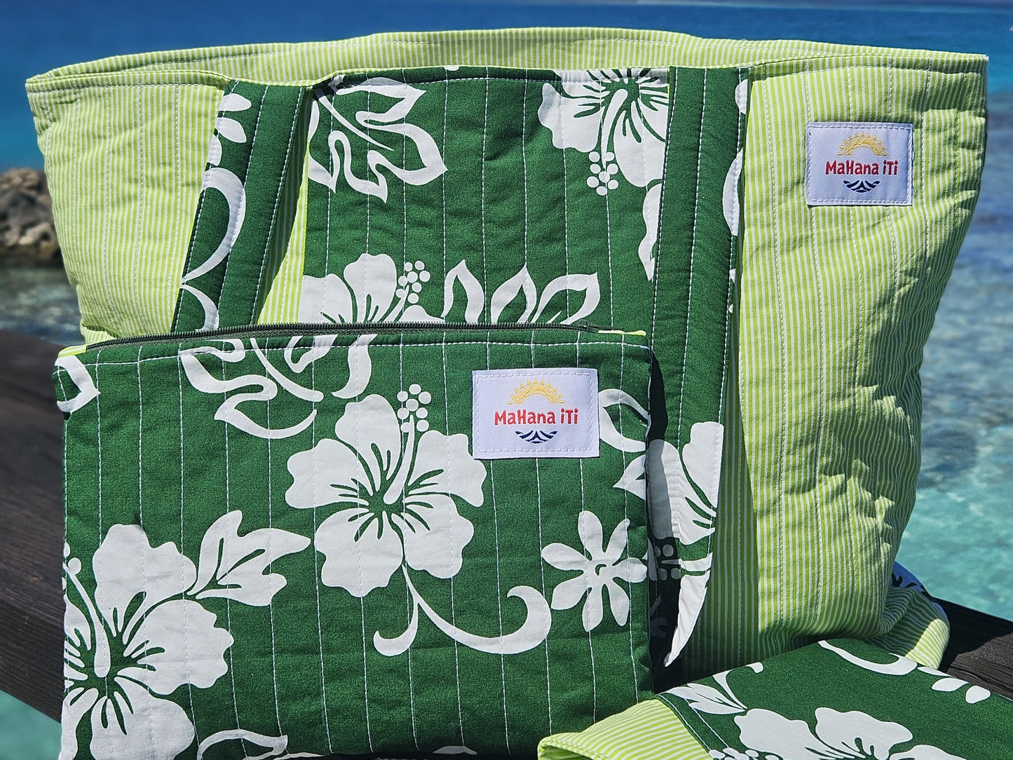 Sac de plage Hibiscus vert