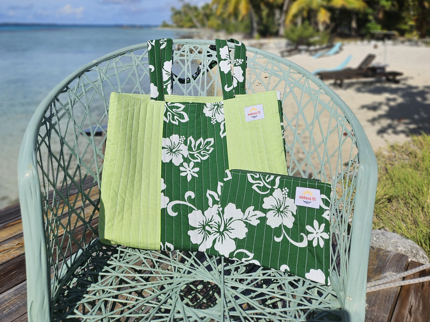 Sac de plage Hibiscus vert