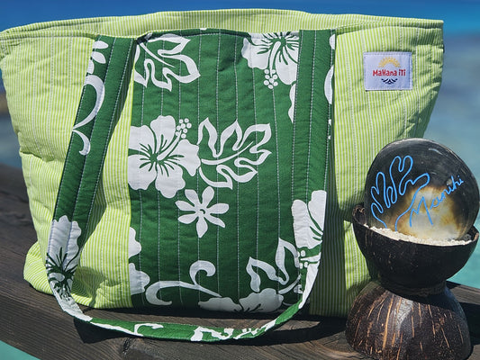 Sac de plage Hibiscus vert